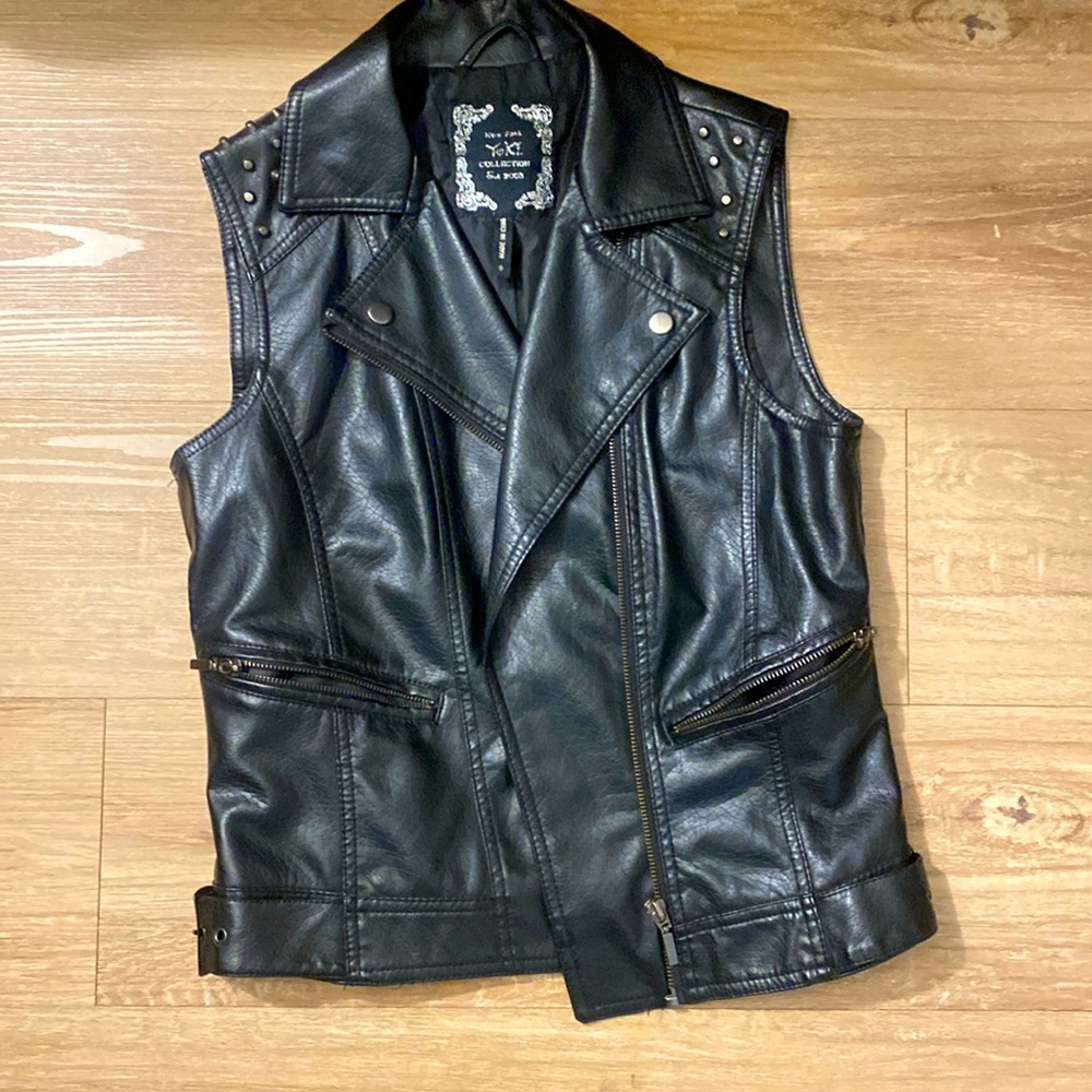 Black leather vest